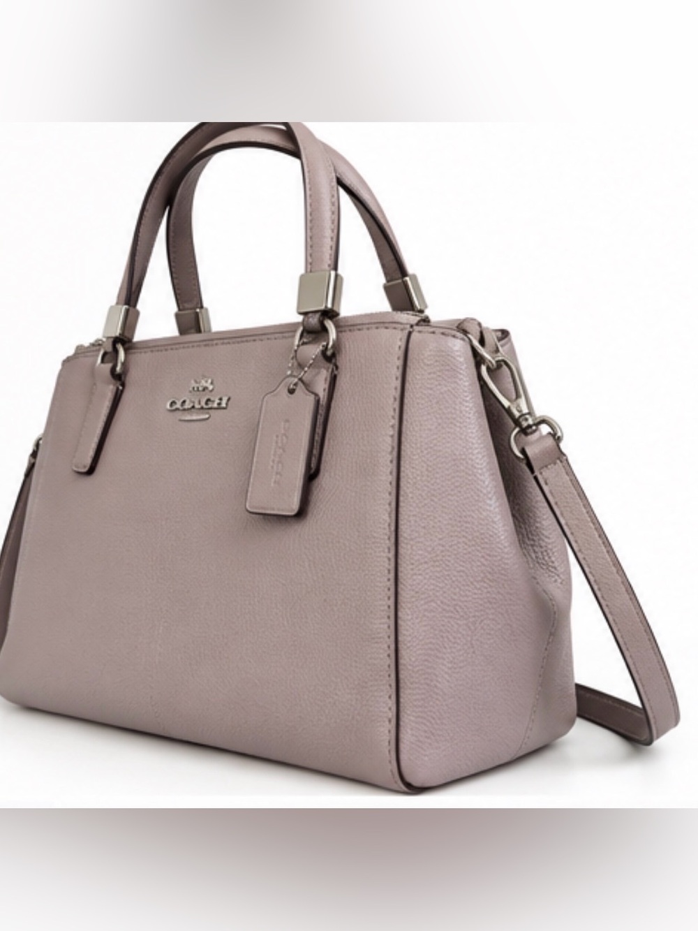 Coach Lilac Mauve Leather Satchel Crossbody Bag w/ Adjustable Shoulder Strap